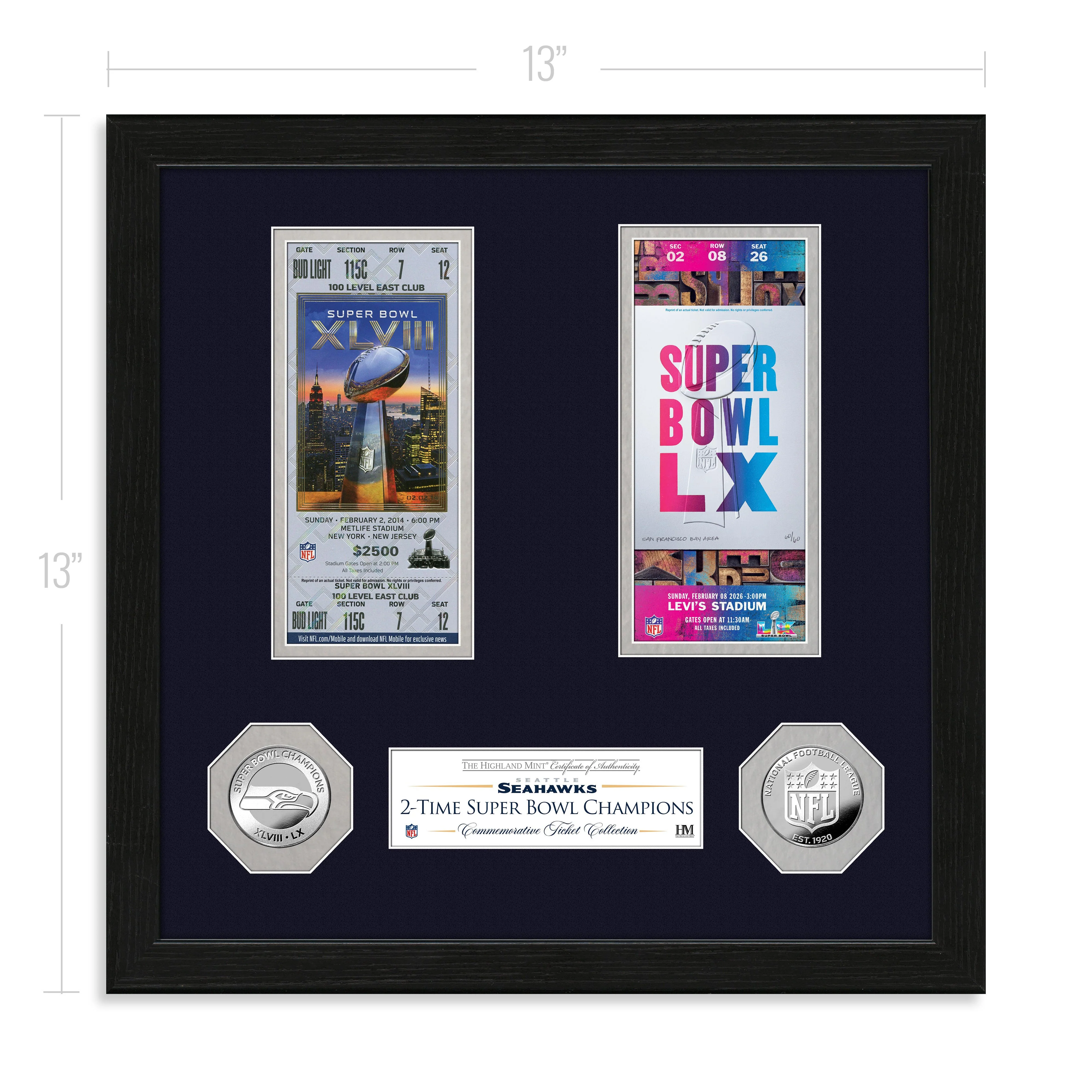 Seattle Seahawks 2-Time Super Bowl Champions Ticket Collection Photo Mint - Image 4