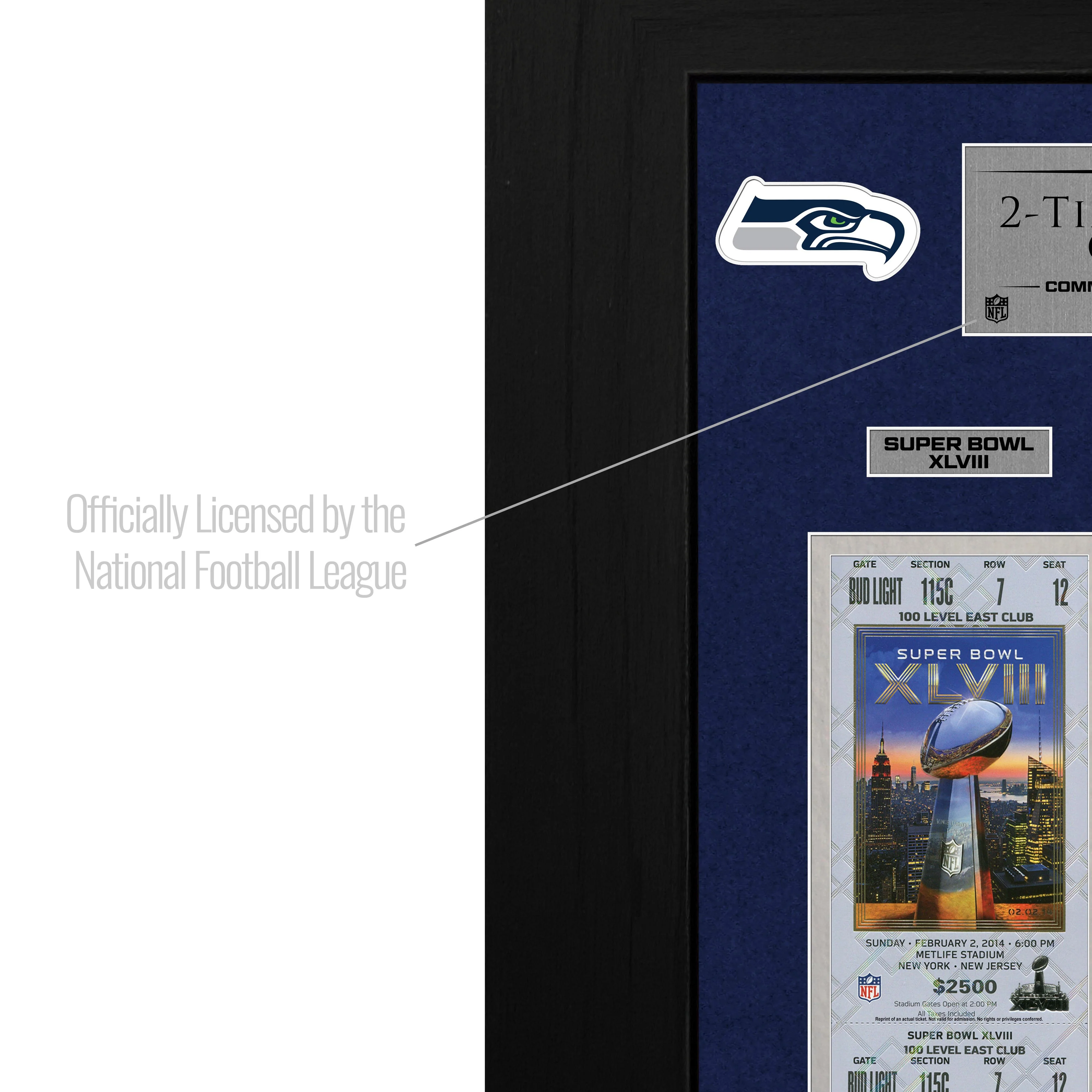 Seattle Seahawks Deluxe 2-Time Super Bowl Champions Ticket Collection Silver Coin Photo Mint - Image 3