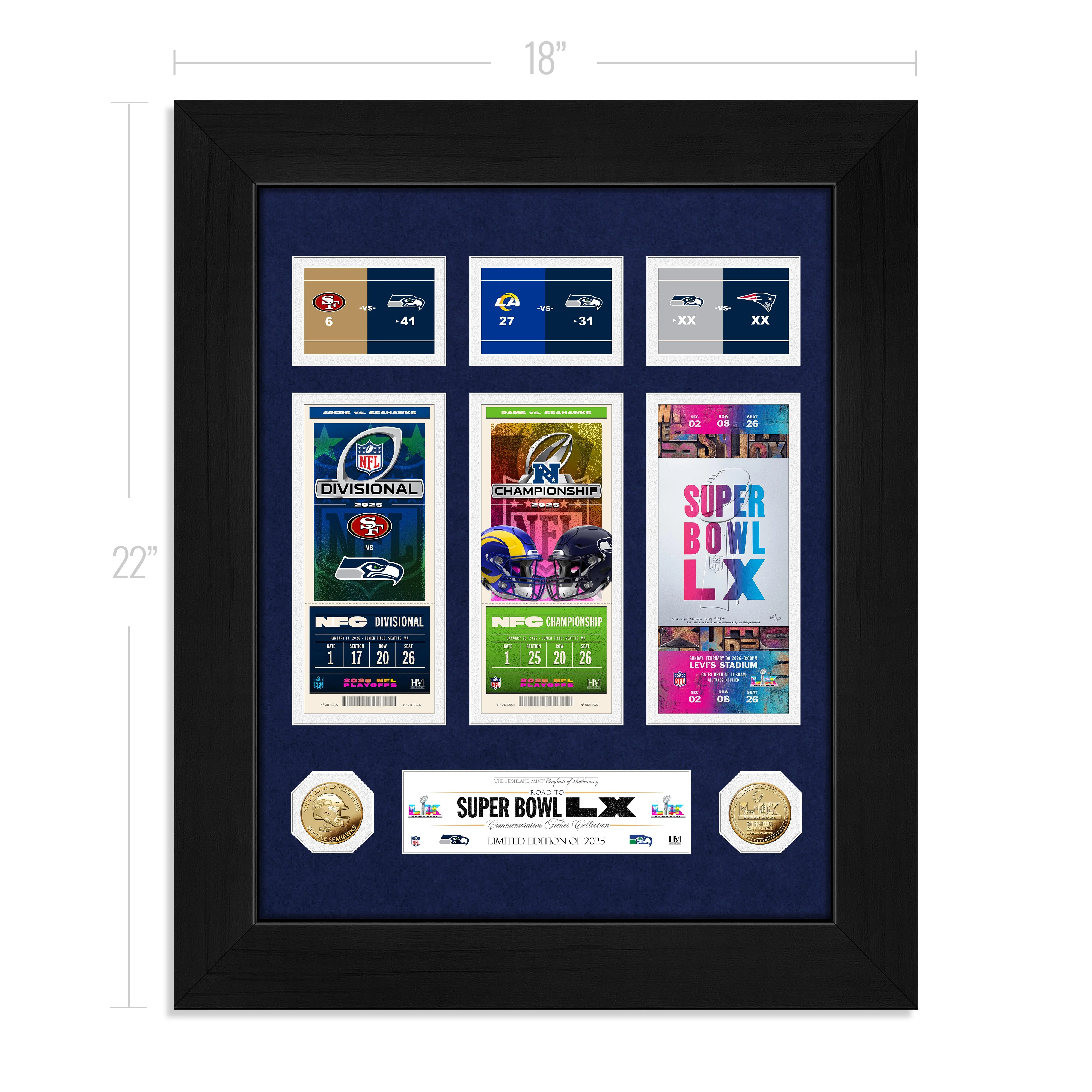 Seattle Seahawks Deluxe Road To The Super Bowl Ticket Gold Coin Photo Mint - Image 4