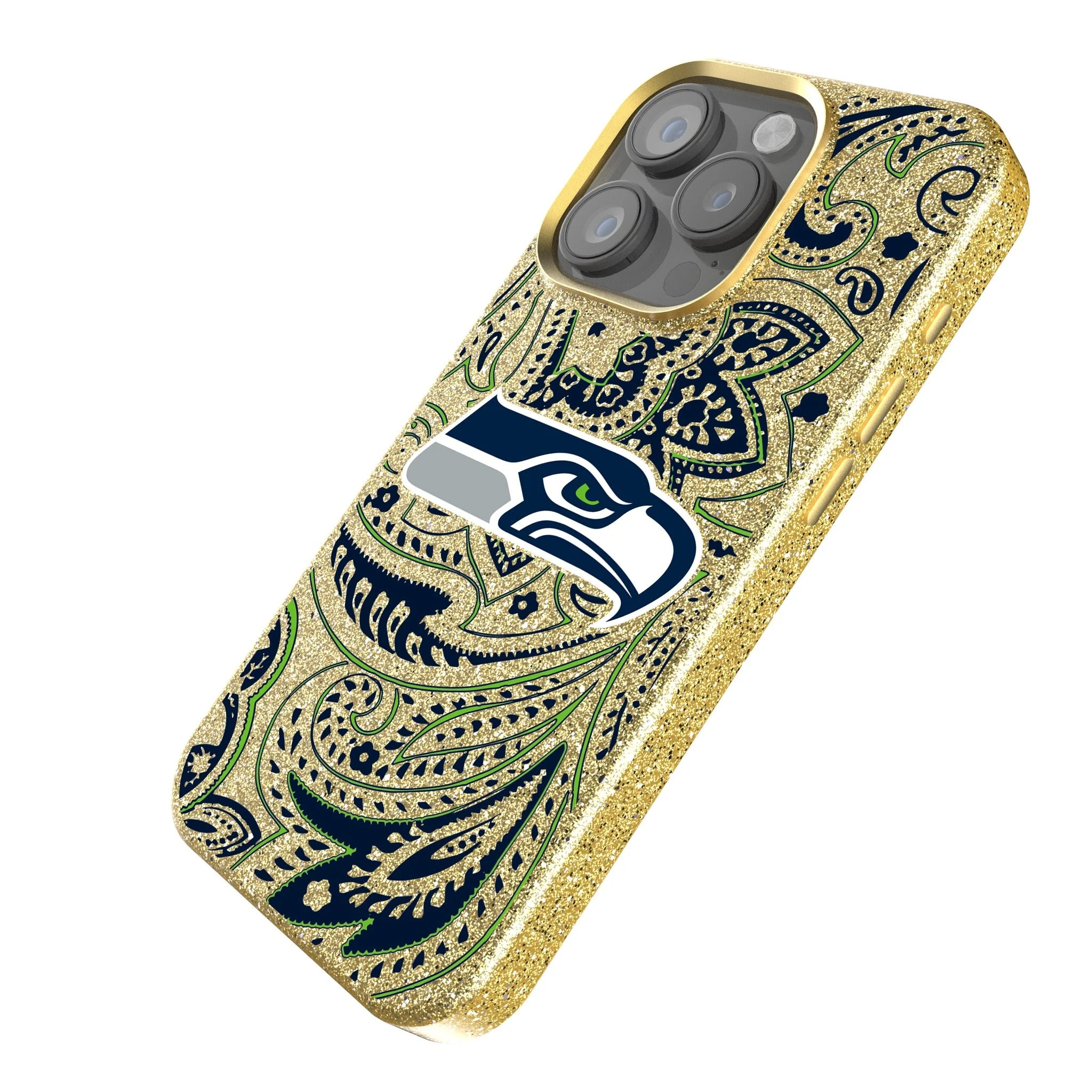 Seattle Seahawks Paisley Bling Phone Case - Image 2