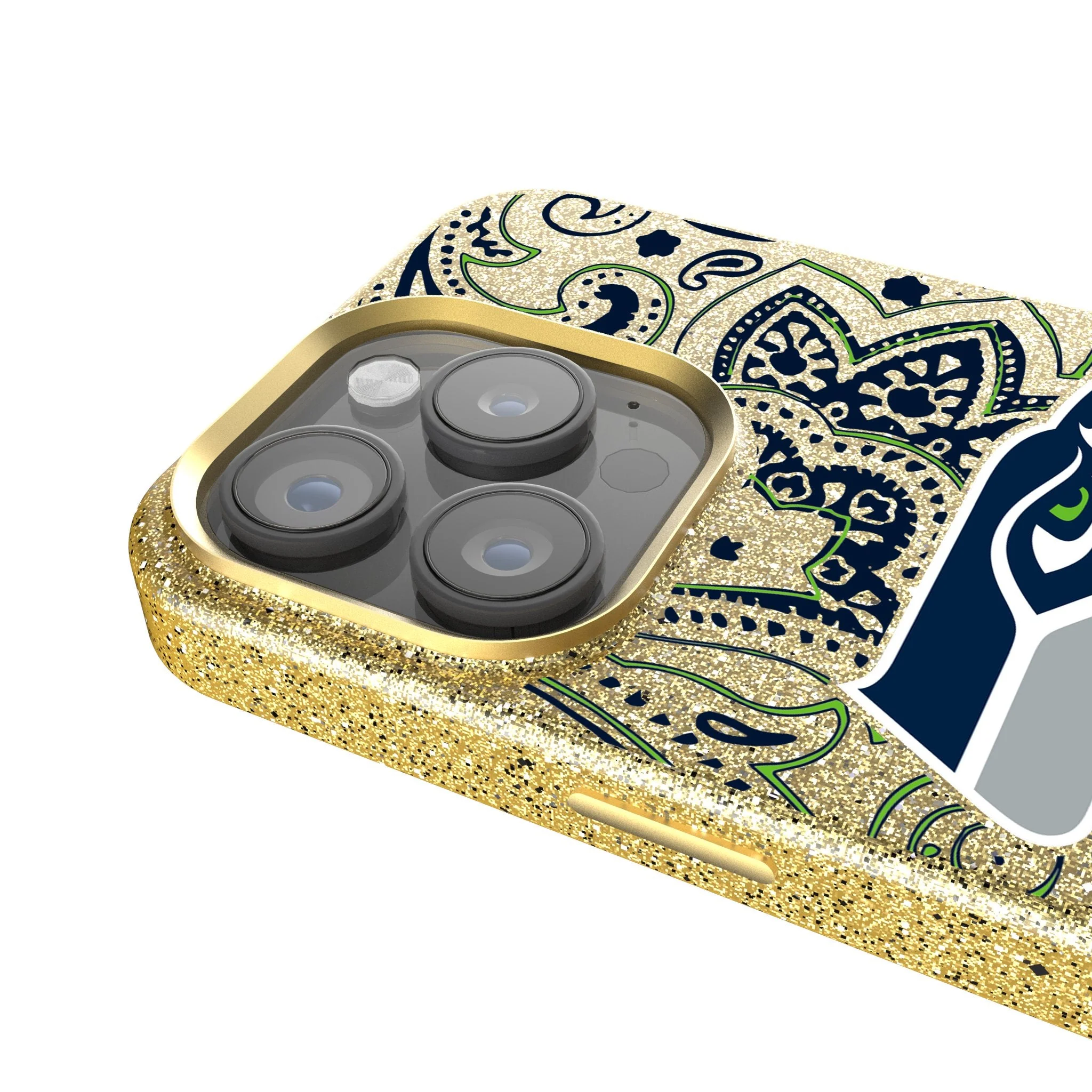 Seattle Seahawks Paisley Bling Phone Case - Image 4