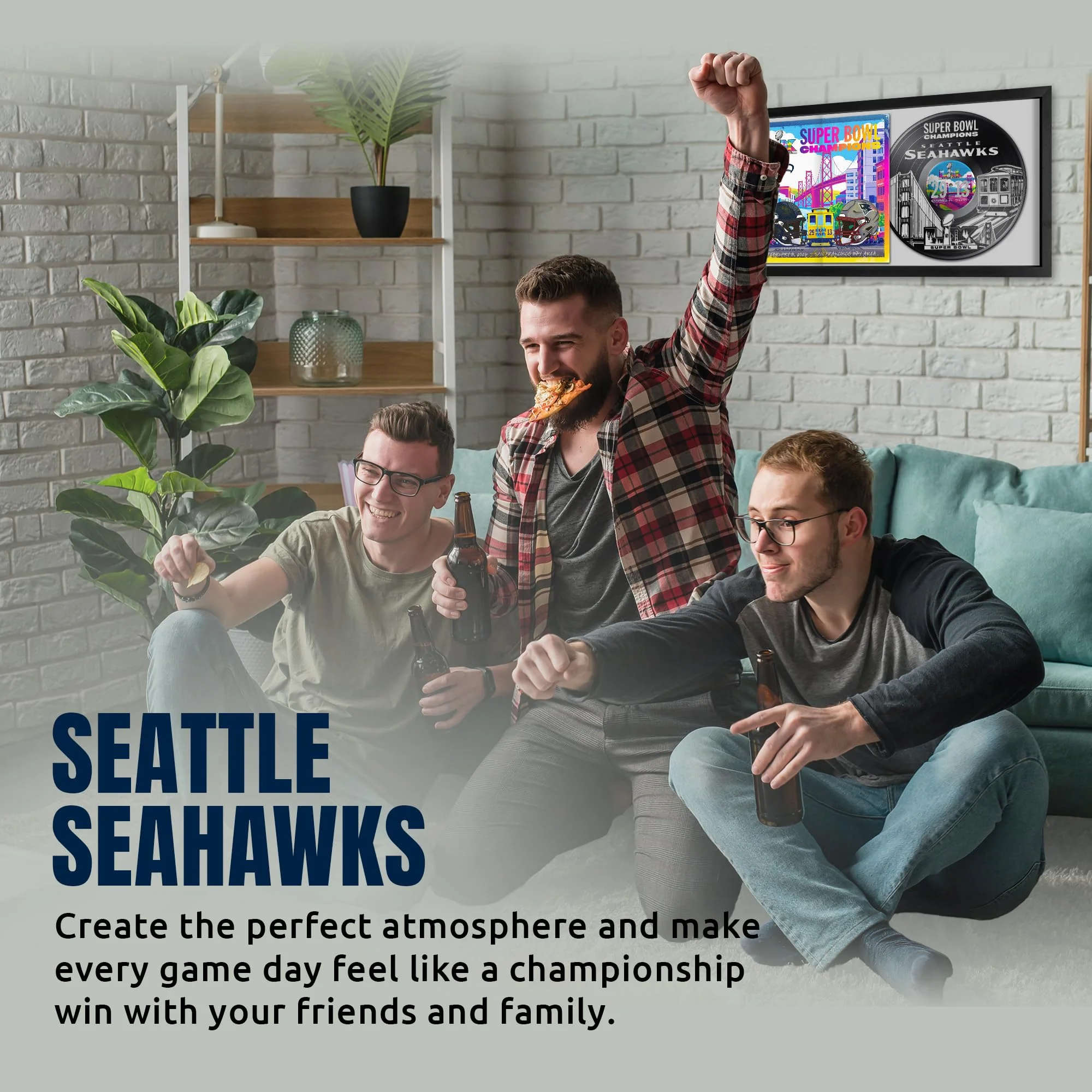 Seattle Seahawks Super Bowl 60 Champions Vinyl Album Framed Art Print, Official NFL Football Wall Decor, 14 x 26 - Image 2