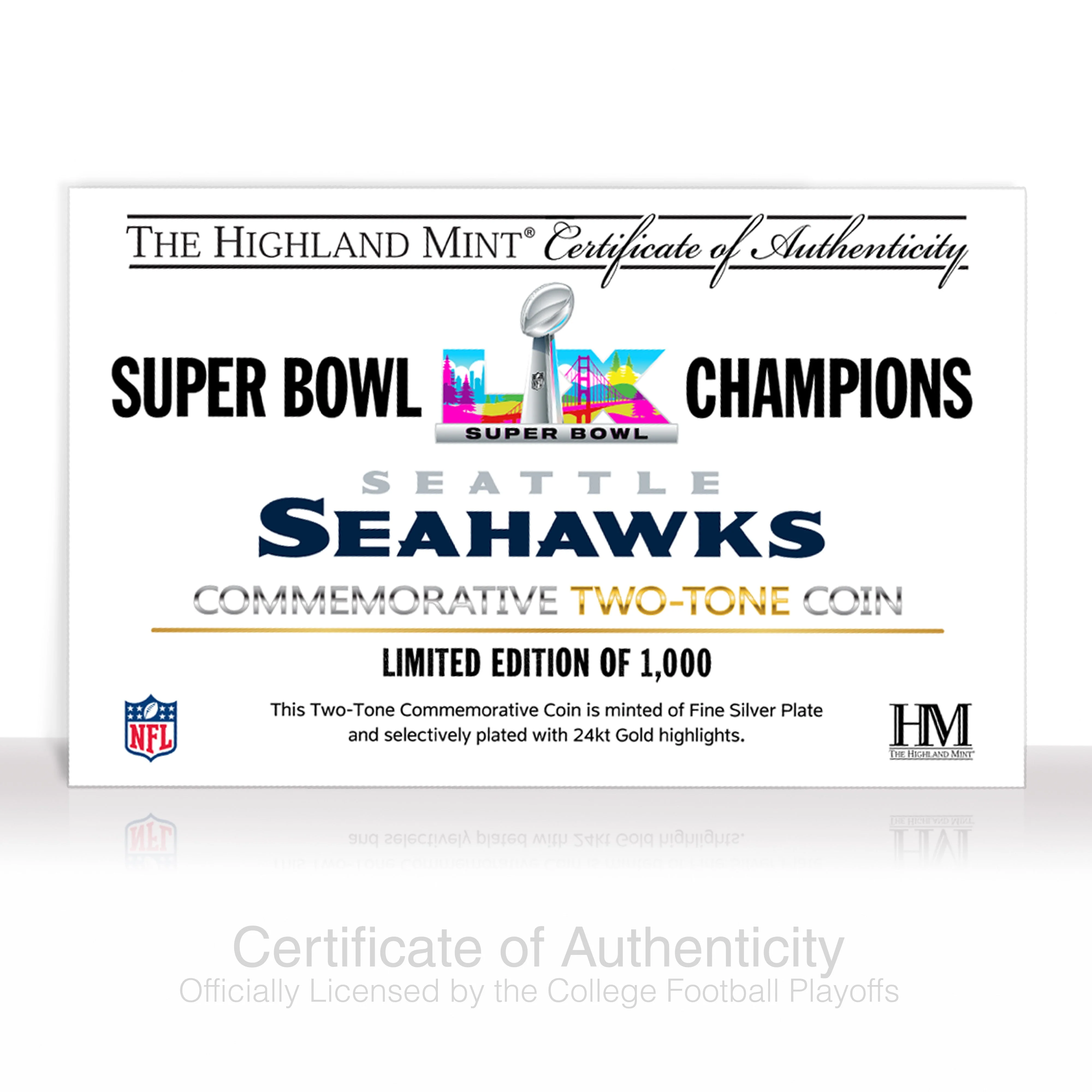 Seattle Seahawks Super Bowl LX Champions 2-Tone Coin - Image 2