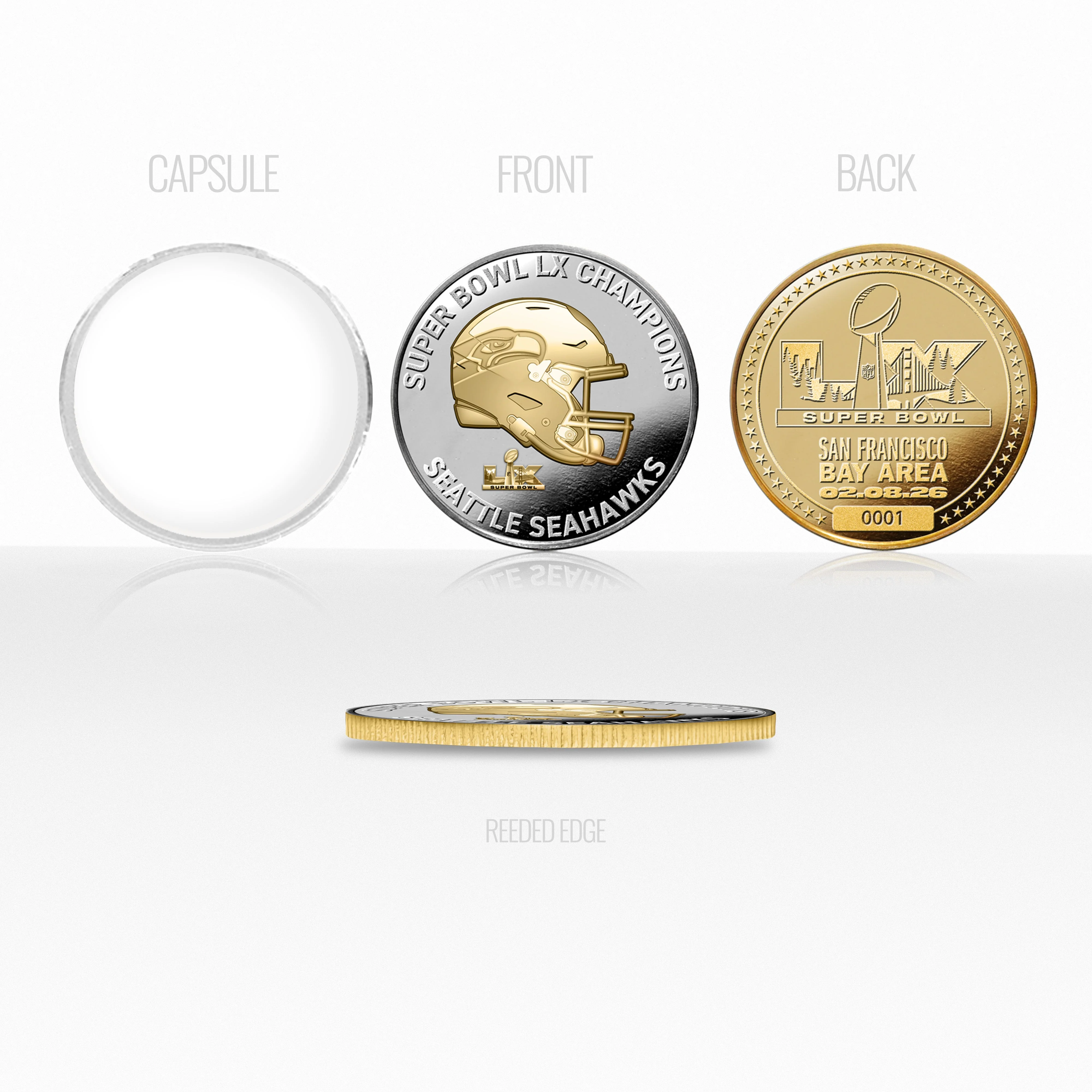 Seattle Seahawks Super Bowl LX Champions 2-Tone Coin - Image 3