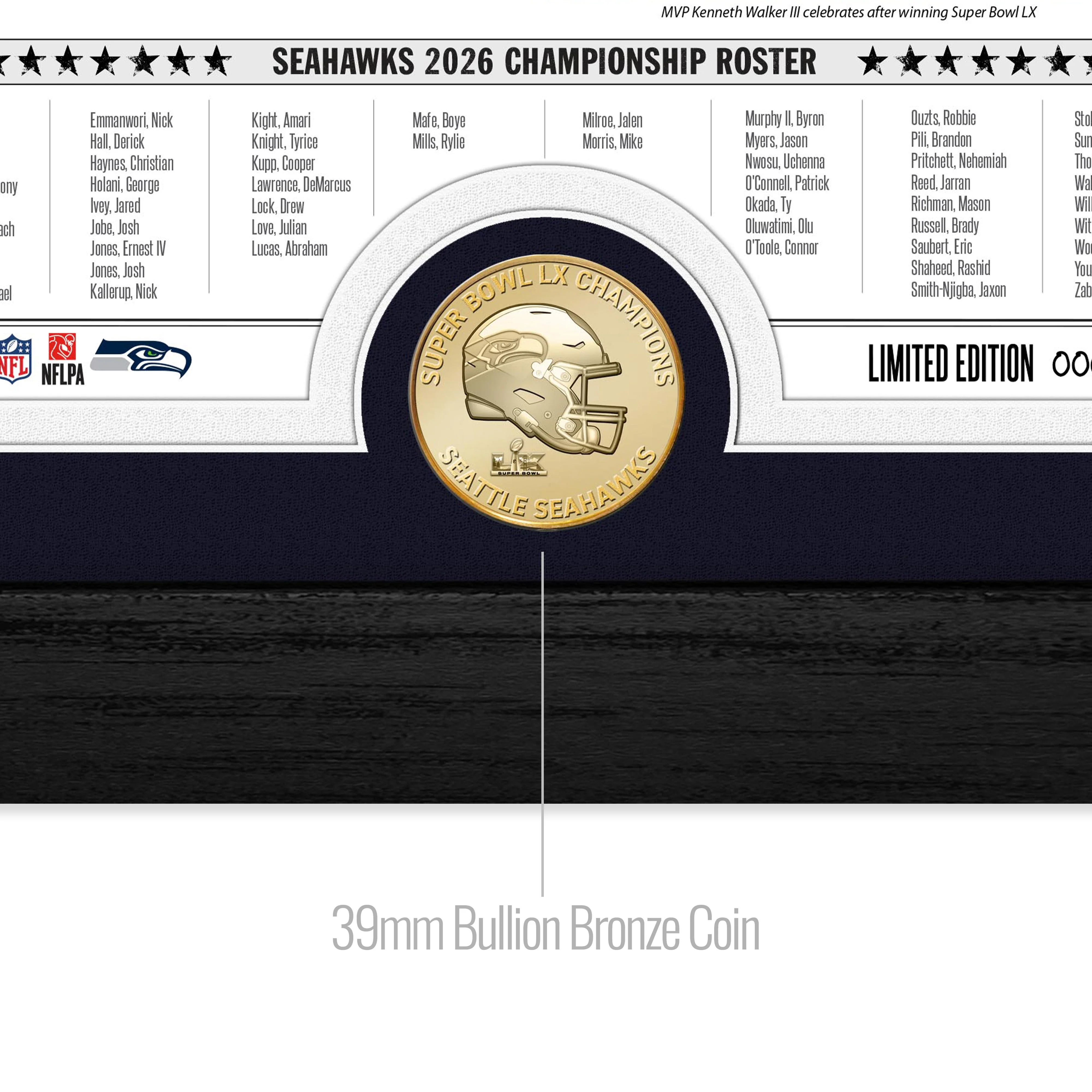 Seattle Seahawks Super Bowl LX Champions Front Page News Bronze Coin Photo Mint - Image 2