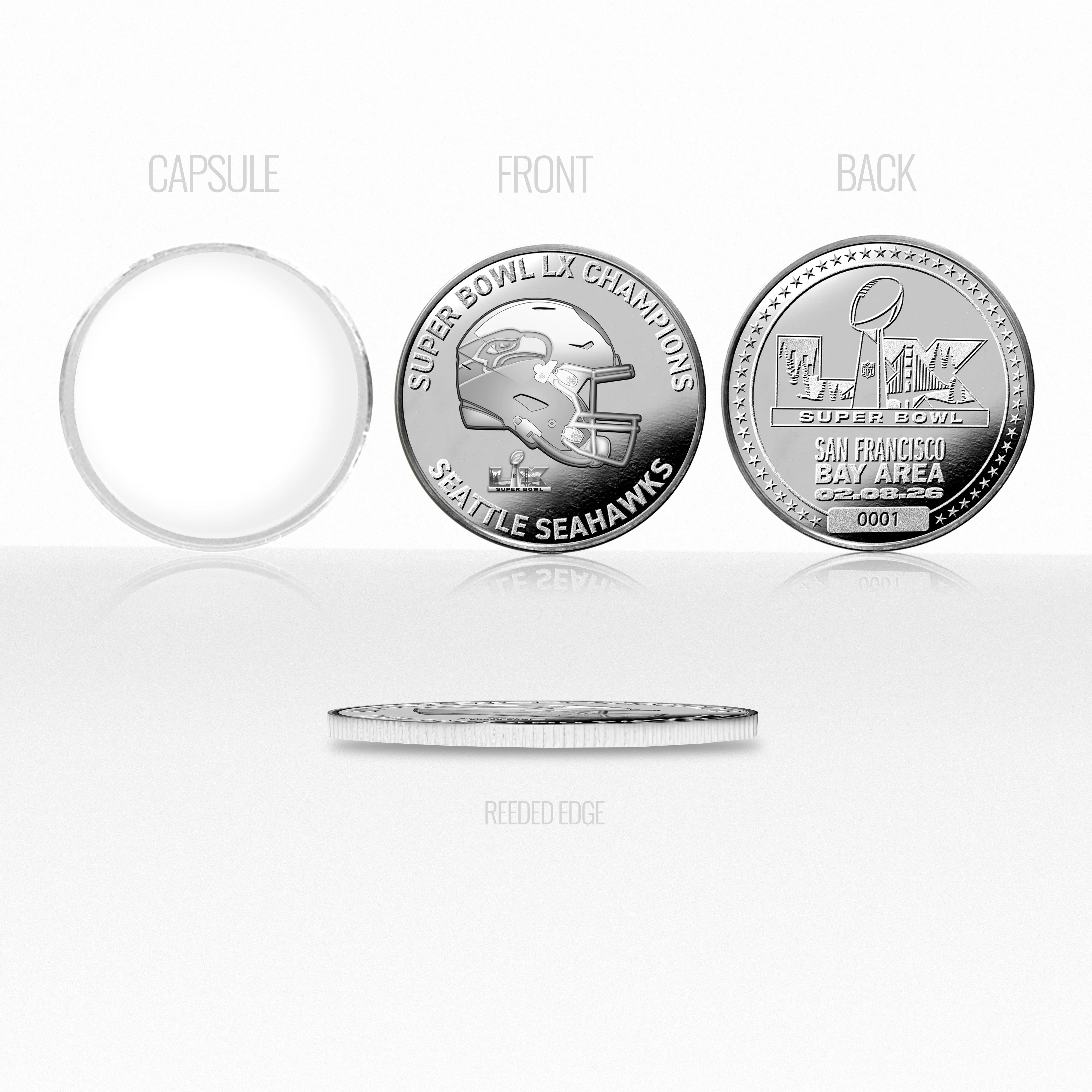 Seattle Seahawks Super Bowl LX Champions Silver Plated Coin - Image 3
