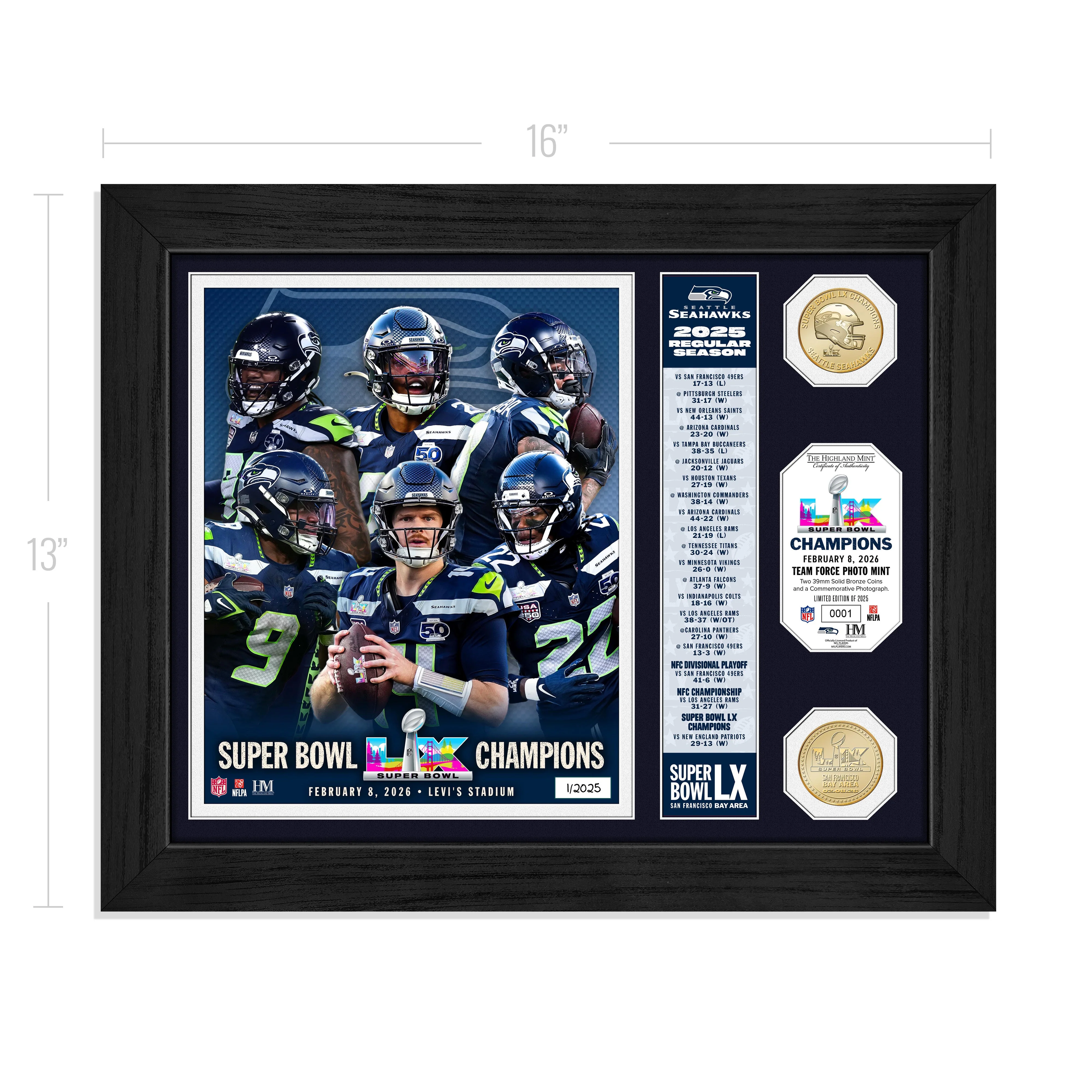 Seattle Seahawks Super Bowl LX Champions Team Force Bronze Coin Photo Mint - Image 4
