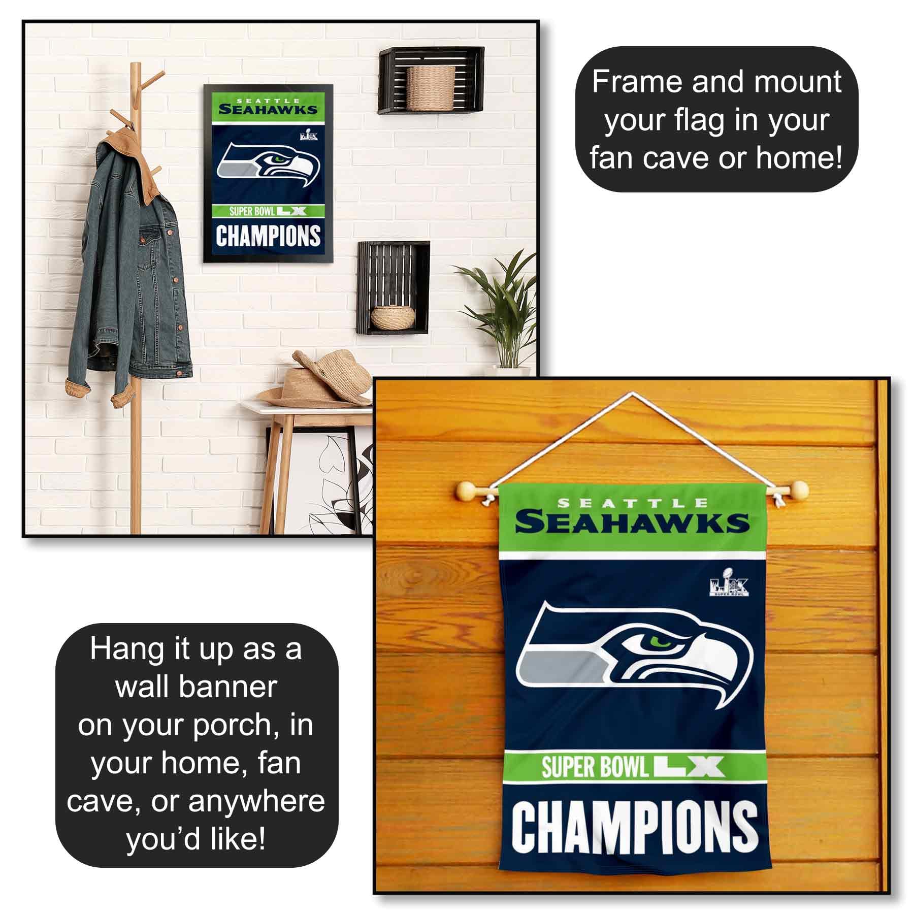 Seattle Seahawks Super Bowl LX Champions Yard Garden Banner Flag - Image 4