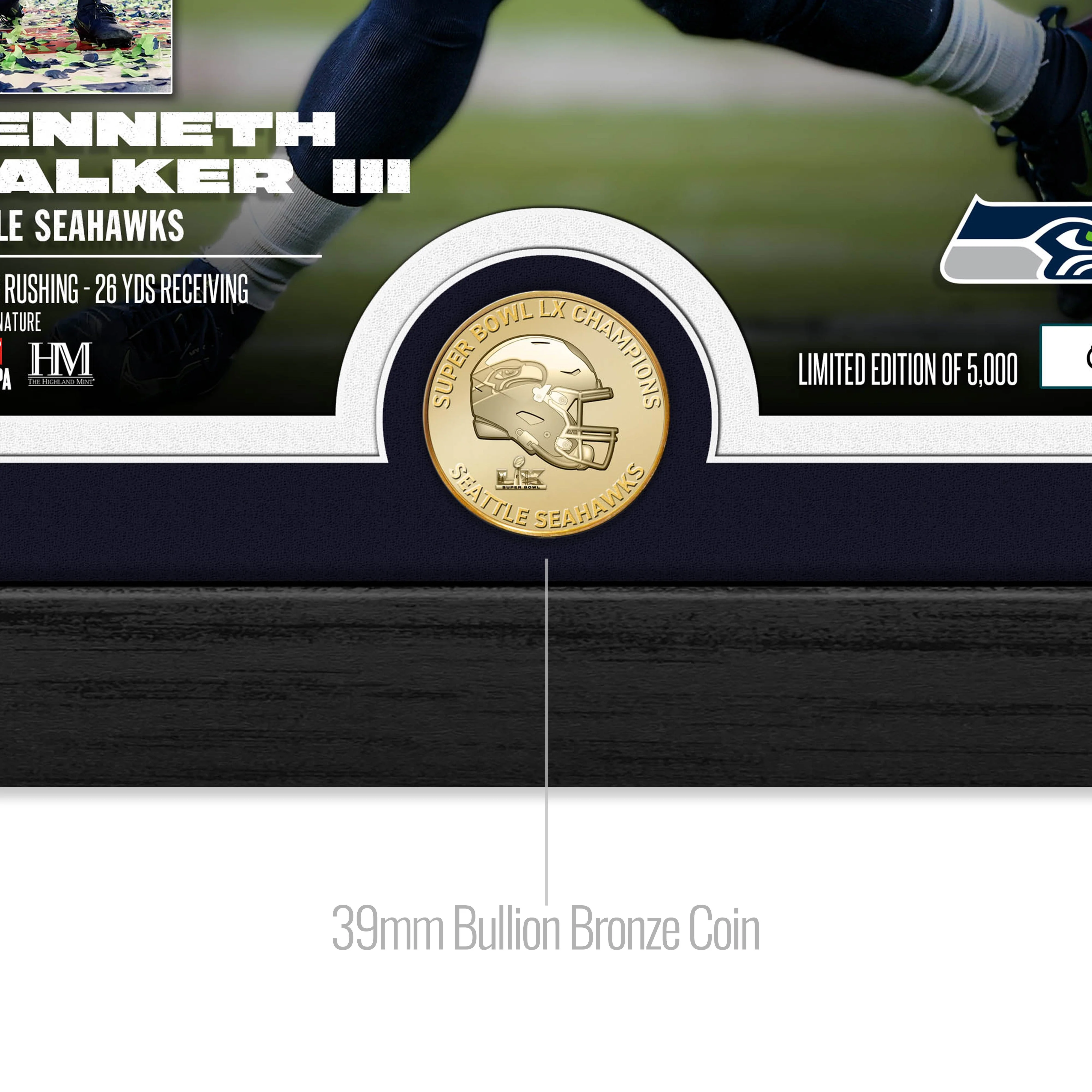 Seattle Seahawks Kenneth Walker III Super Bowl LX MVP Bronze Coin Photo Mint - Image 2