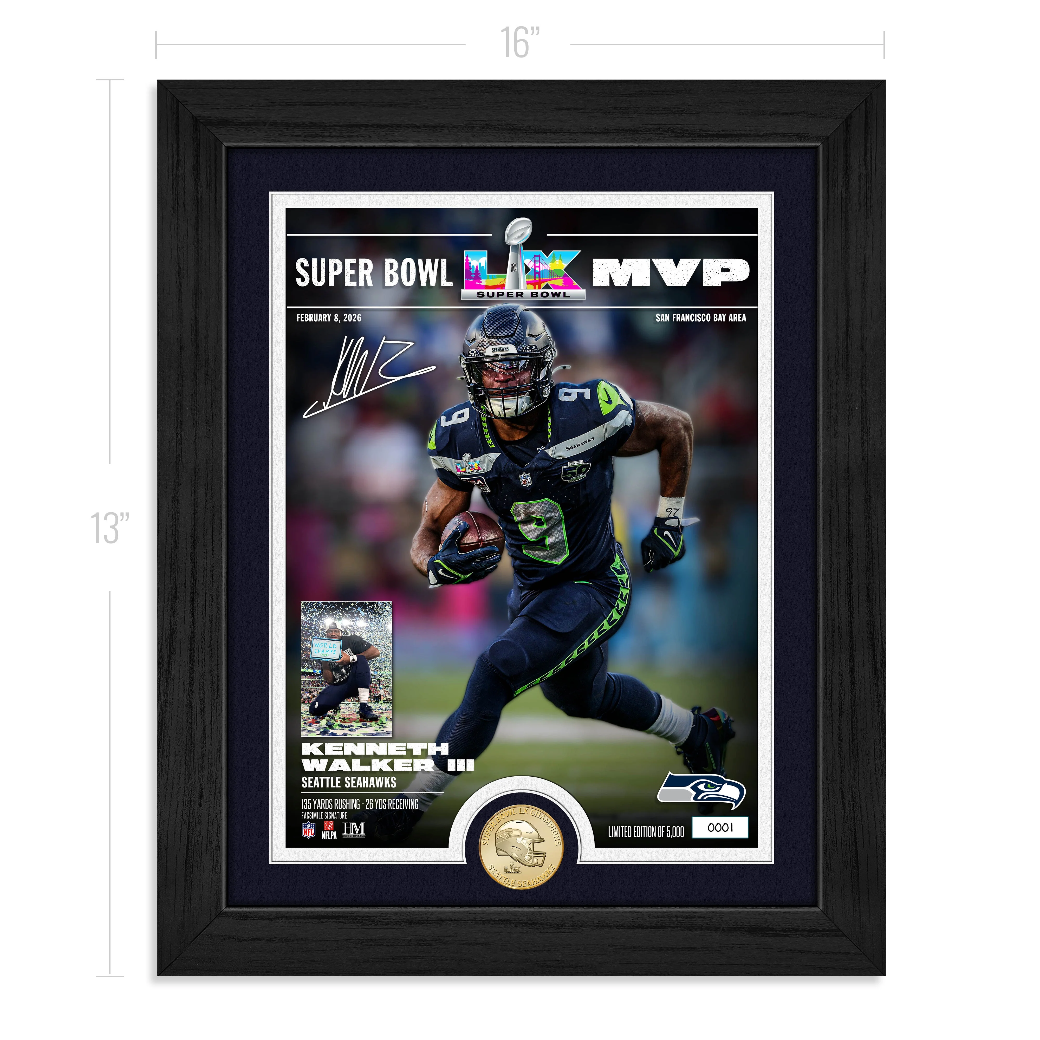 Seattle Seahawks Kenneth Walker III Super Bowl LX MVP Bronze Coin Photo Mint - Image 4