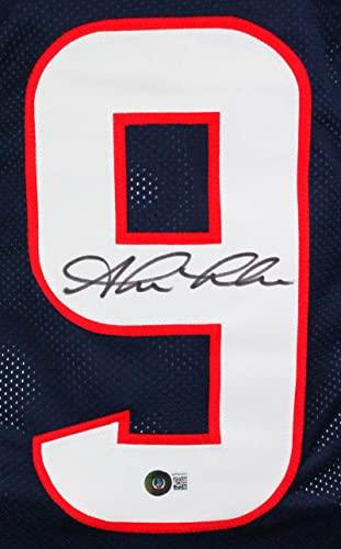Shane Lechler Autographed Blue Pro Style Jersey- Beckett W Hologram Black - Image 3