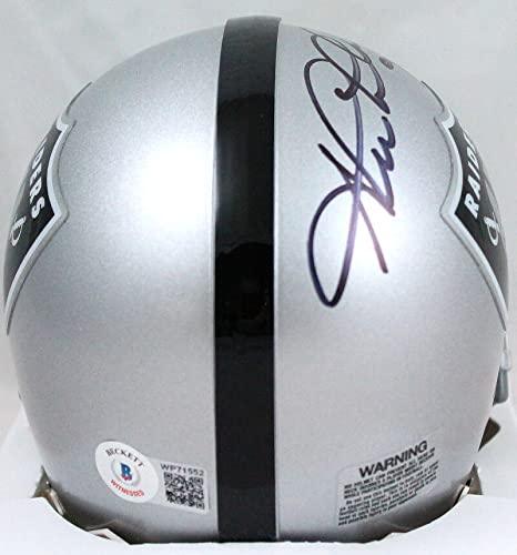 Shane Lechler Autographed Oakland Raiders Mini Helmet w/Insc.-Beckett W Hologram Black - Image 2