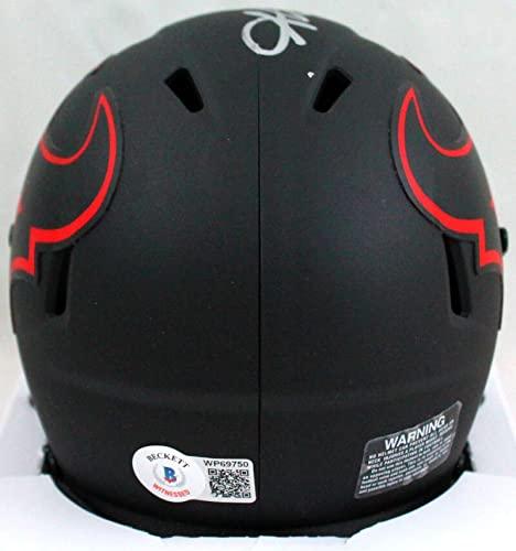 Shane Lechler Autographed Texans Eclipse Speed Mini Helmet-Beckett W Hologram Silver - Image 2