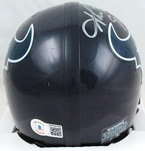 Shane Lechler Autographed Texans Mini Helmet-Beckett W Hologram Silver - Image 2