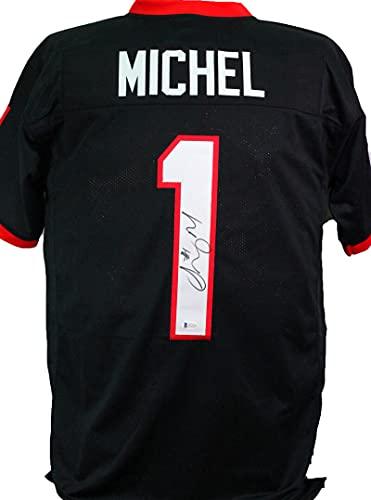 Sony Michel Autographed Black College Style Jersey - Beckett W Black