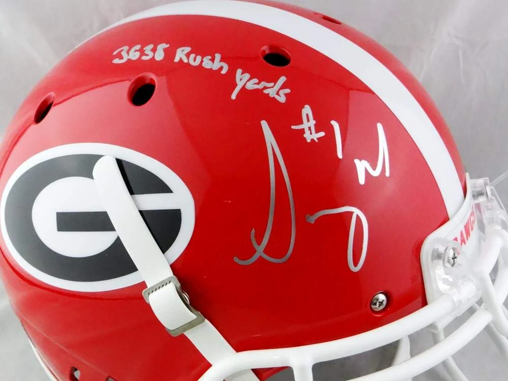 Sony Michel Autographed Georgia Bulldogs Authentic Helmet w/Rush Yds JSA-W Auth - Image 2