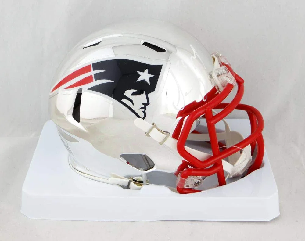 Sony Michel Signed New England Patriots CHROME Mini Helmet- Beckett Auth White - Image 2