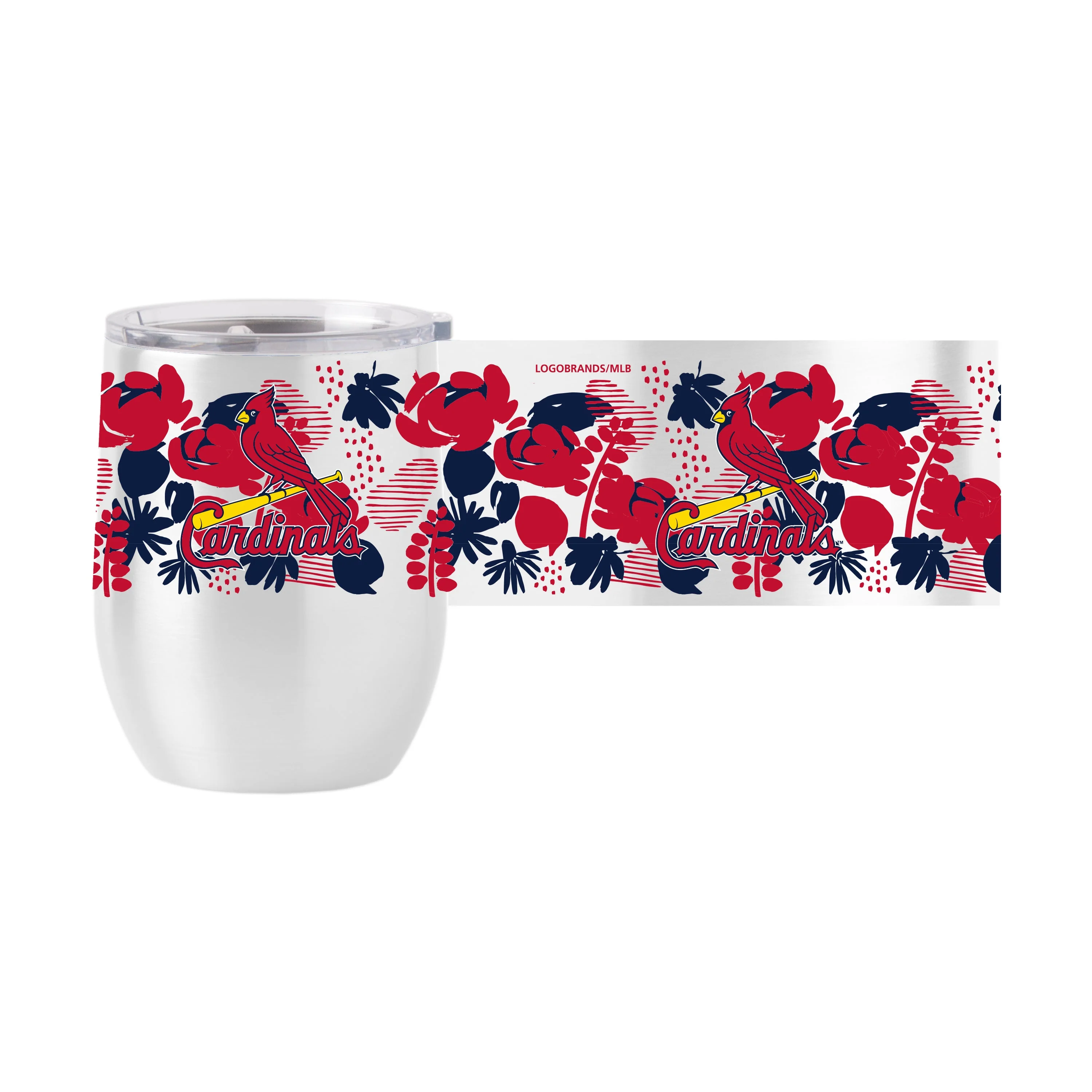 St Louis Cardinals 16oz Floral Stainless Curved Beverage - Image 2