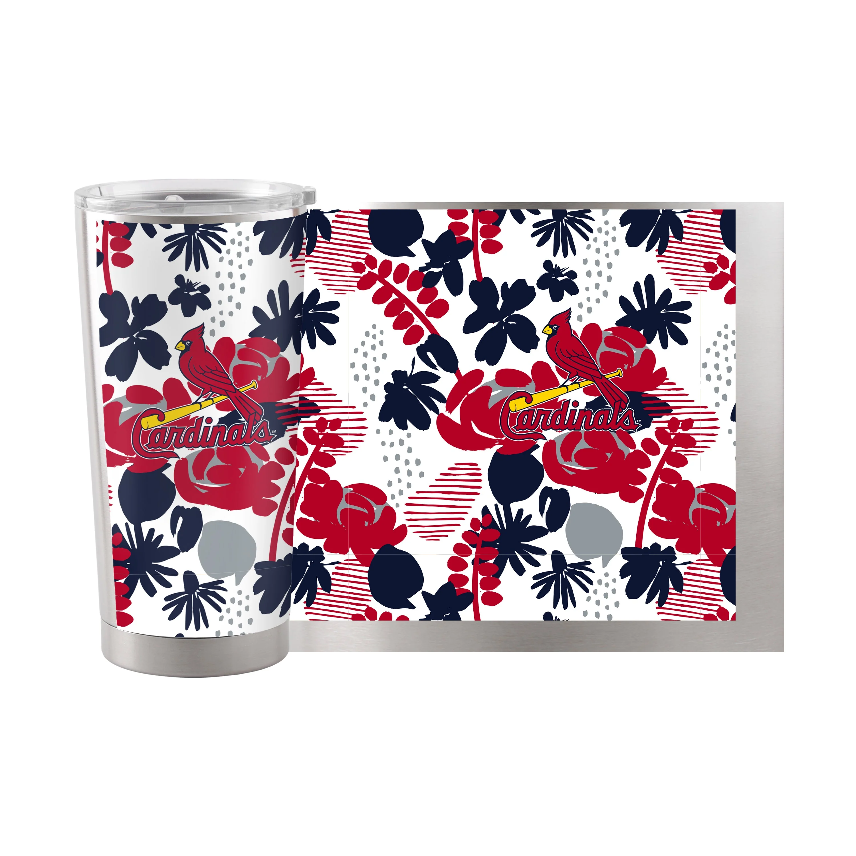 St Louis Cardinals 20oz Floral Stainless Steel Tumbler - Image 2