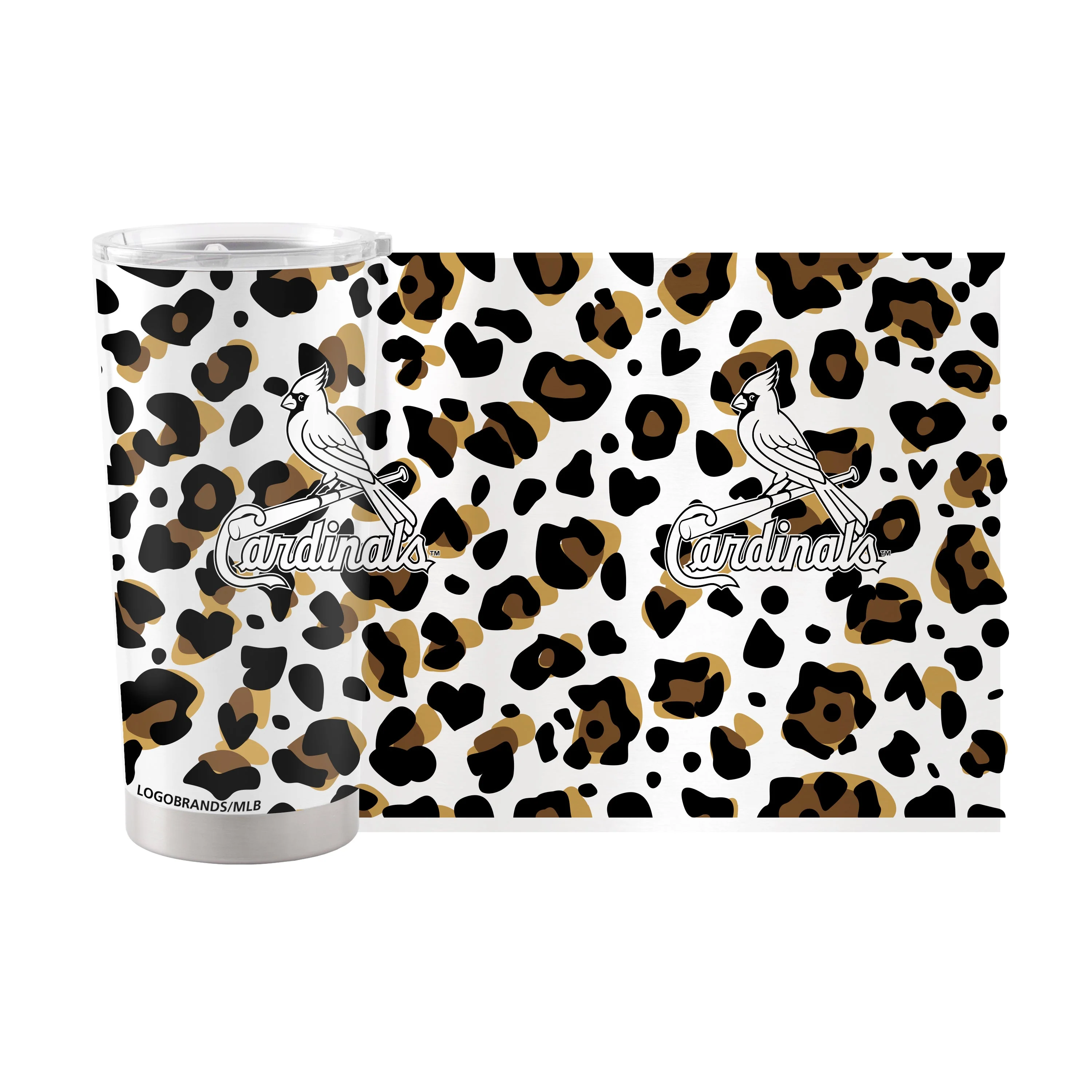 St Louis Cardinals 20oz Neutral Leopard Stainless Steel Tumbler - Image 2