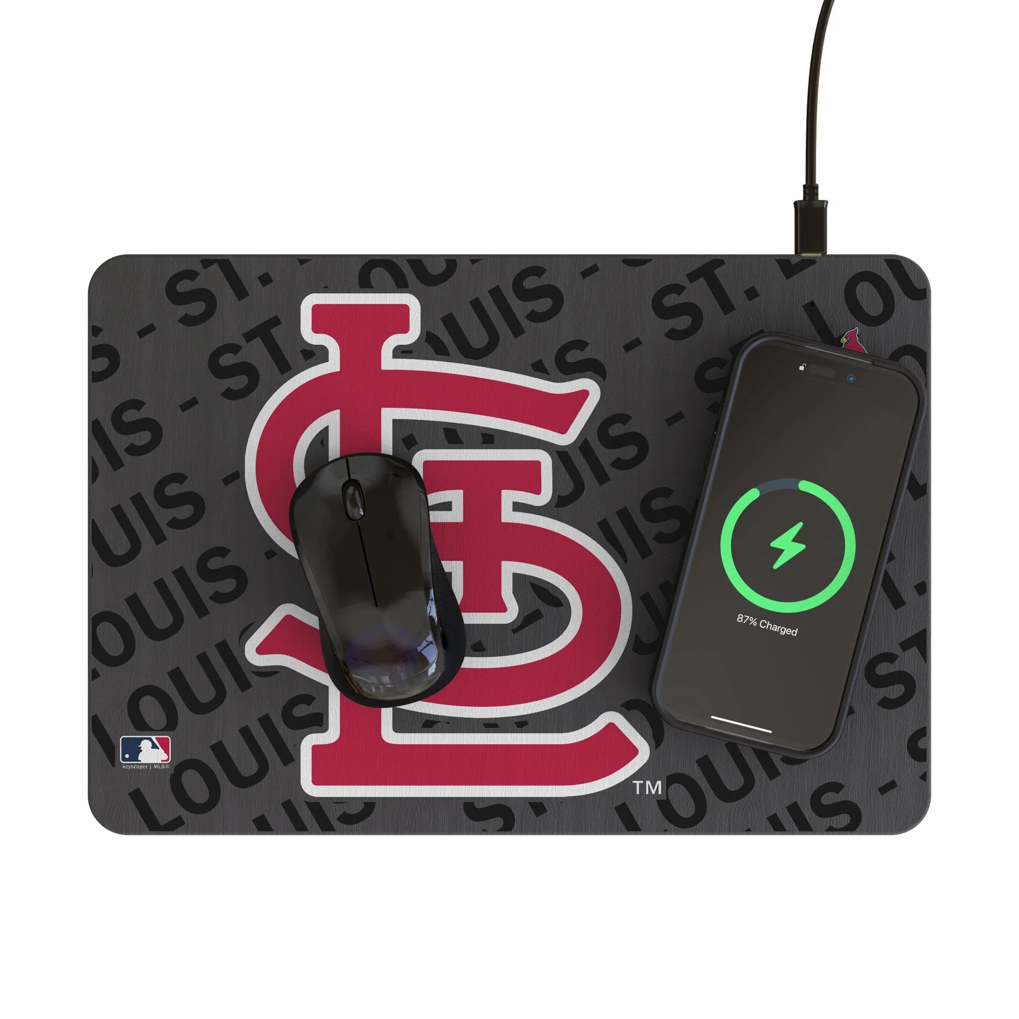 St Louis Cardinals Monocolor Tilt 15-Watt Wireless Charger and Mouse Pad - Image 2
