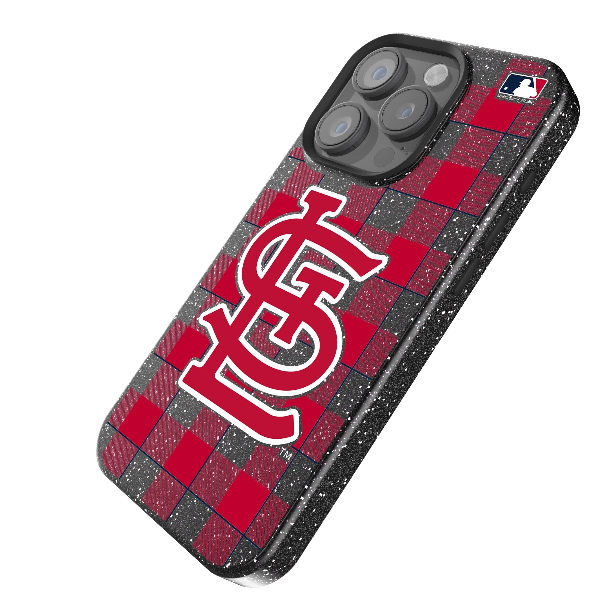 St Louis Cardinals Plaid Bling Phone Case - Image 2