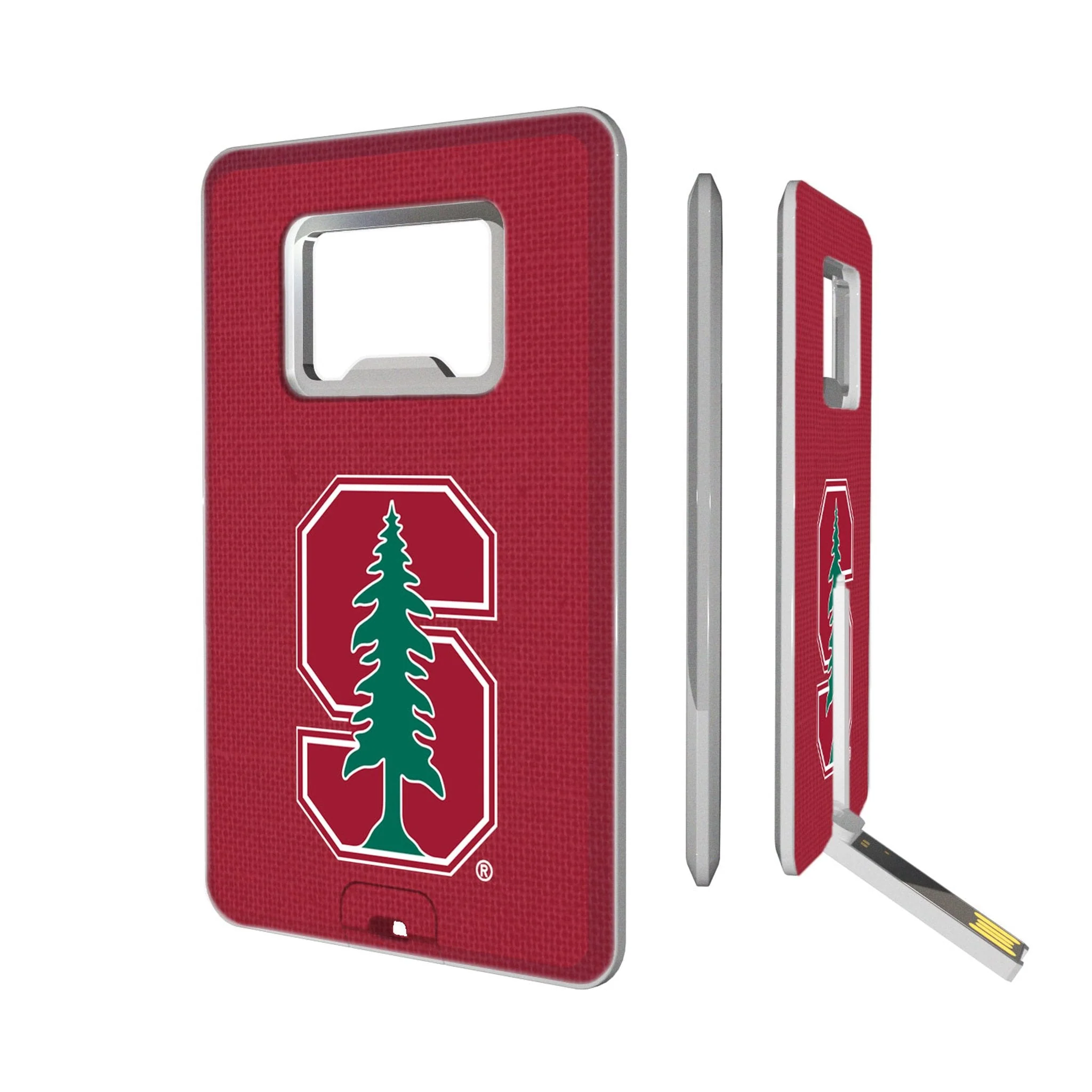 Stanford University Cardinal Solid Credit Card USB Drive with Bottle Opener 32GB