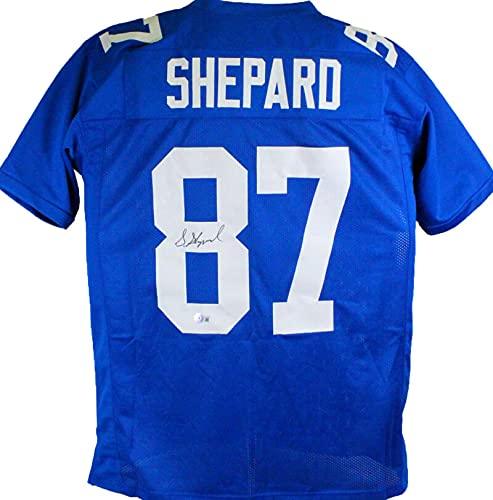 Sterling Shepard Autographed Blue Pro Style Jersey- Beckett W Black 8