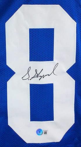 Sterling Shepard Autographed Blue Pro Style Jersey- Beckett W Black 8 - Image 3