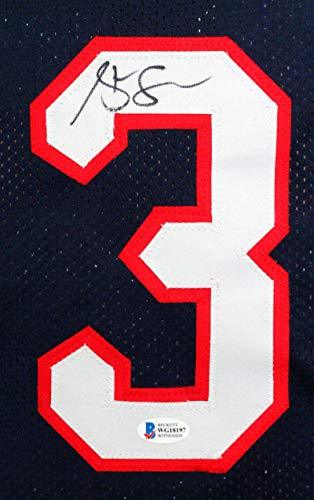 Steve Francis Autographed Blue Pro Style Jersey- Beckett Witness Black - Image 3