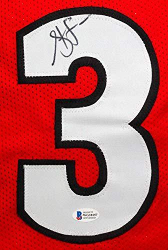 Steve Francis Autographed Red College Style Jersey- Beckett Witness Black - Image 3