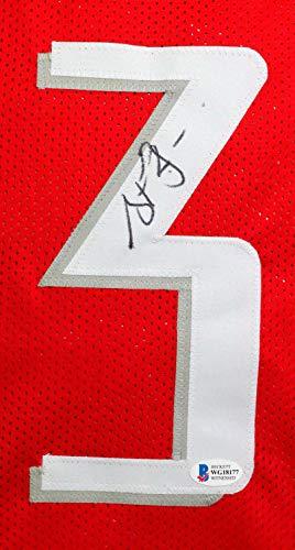 Steve Francis Autographed Red w/White Pro Style Jersey- Beckett Witness Black - Image 3