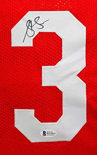 Steve Francis Autographed Red w/Yellow Pro Style Jersey- Beckett Witness Black - Image 3