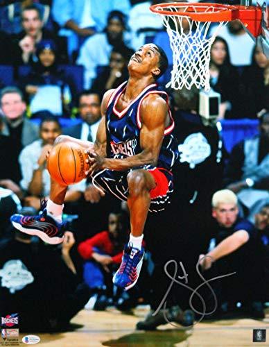 Steve Francis Signed Rockets 16x20 FP Photo Backward Dunk- Beckett Witness Silver