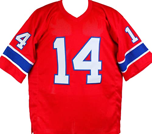 Steve Grogan Autographed Red Pro Style Jersey -JSA W Black - Image 2