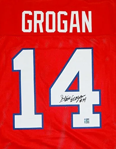 Steve Grogan Autographed Red Pro Style Jersey - The Jersey Source Auth 4 - Image 2