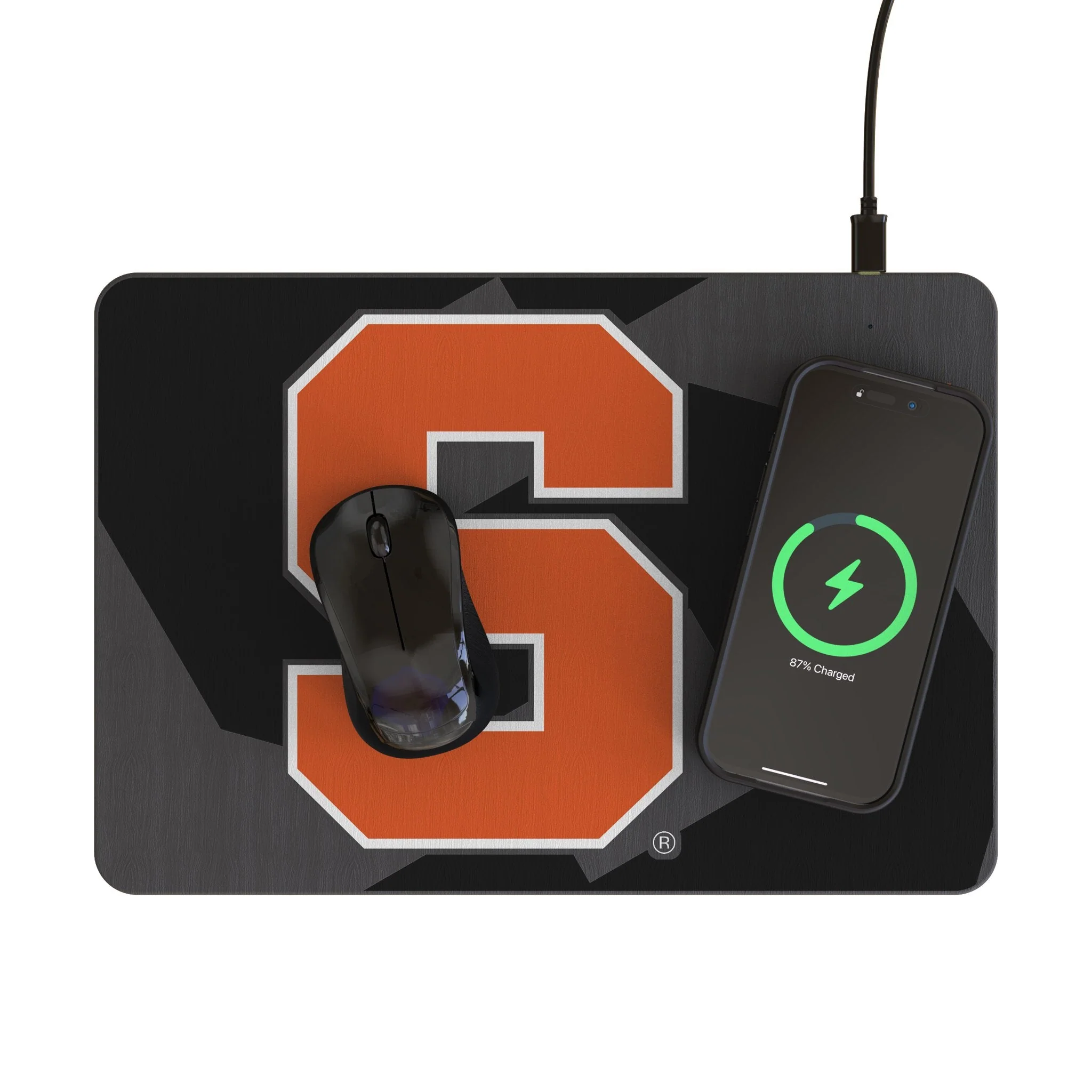 Syracuse University Orange Monocolor Tilt 15-Watt Wireless Charger and Mouse Pad - Image 2