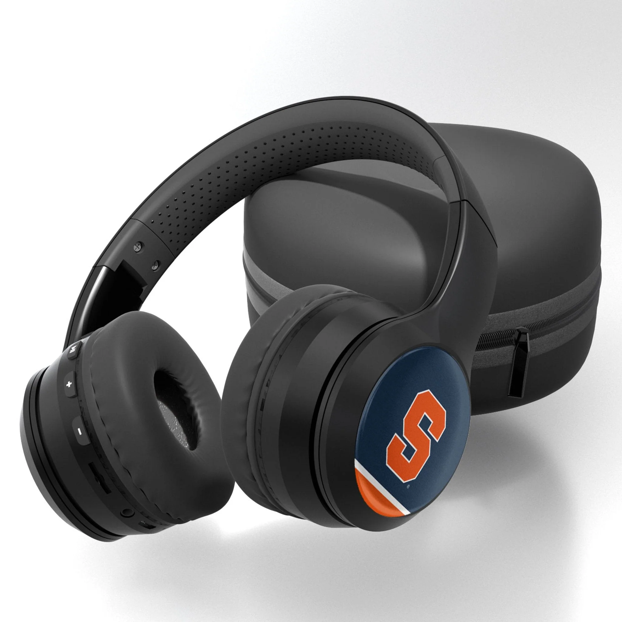 Syracuse University Orange Stripe Wireless Over-Ear BT Headphones With Case