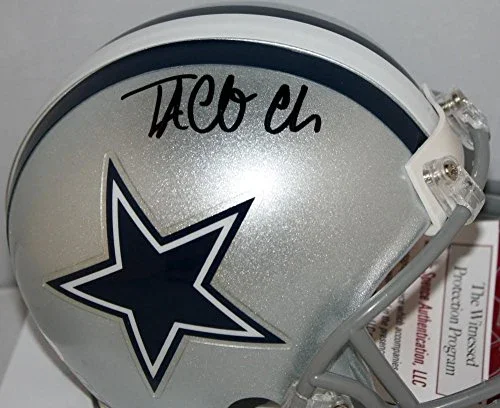Taco Charlton Autographed Dallas Cowboys Mini Helmet JSA Witness Auth Black - Image 2