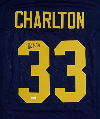 Taco Charlton Autographed Navy Blue College Style Jersey- JSA W Auth - Image 2
