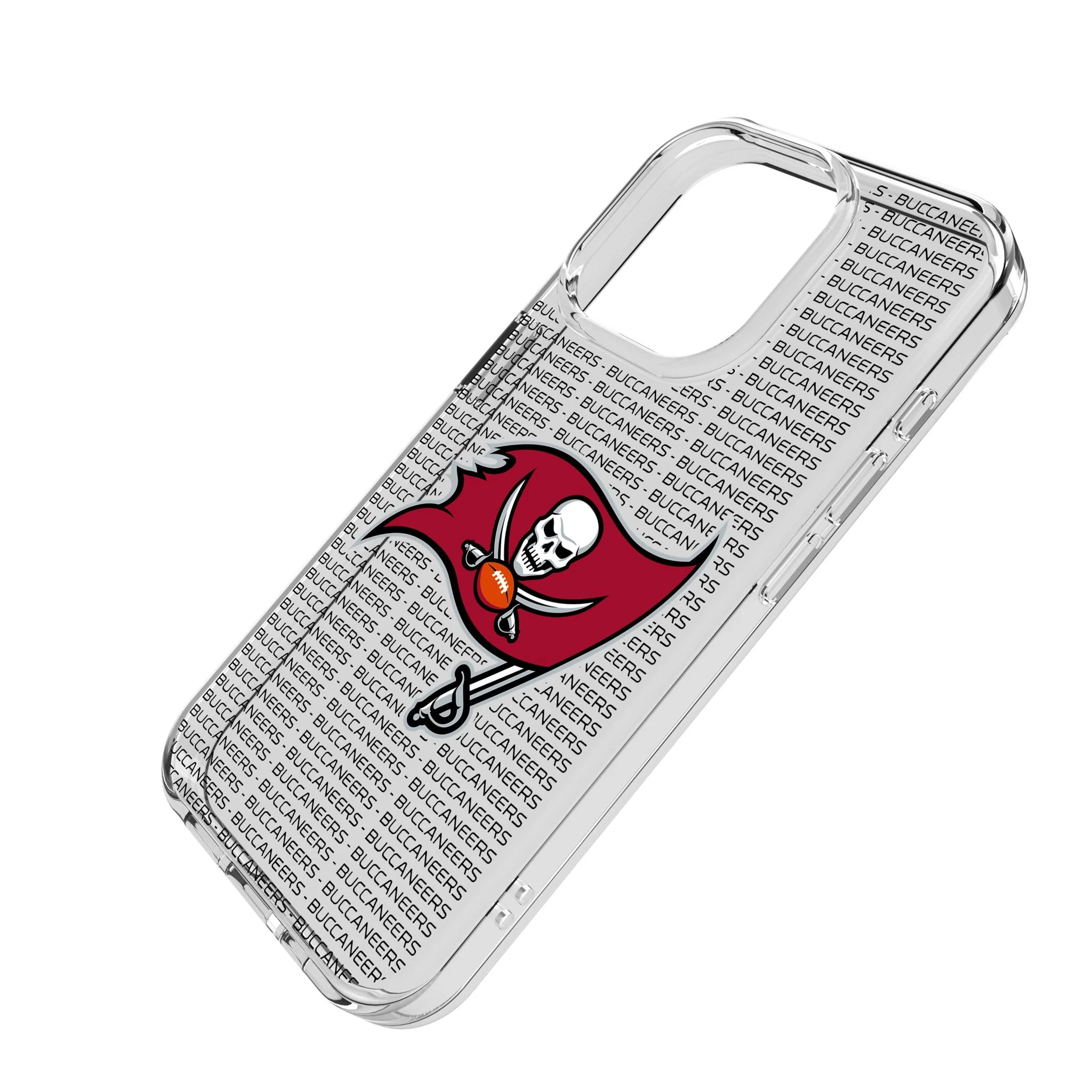 Tampa Bay Buccaneers Text Backdrop Clear Phone Case for Apple iPhone - Image 2