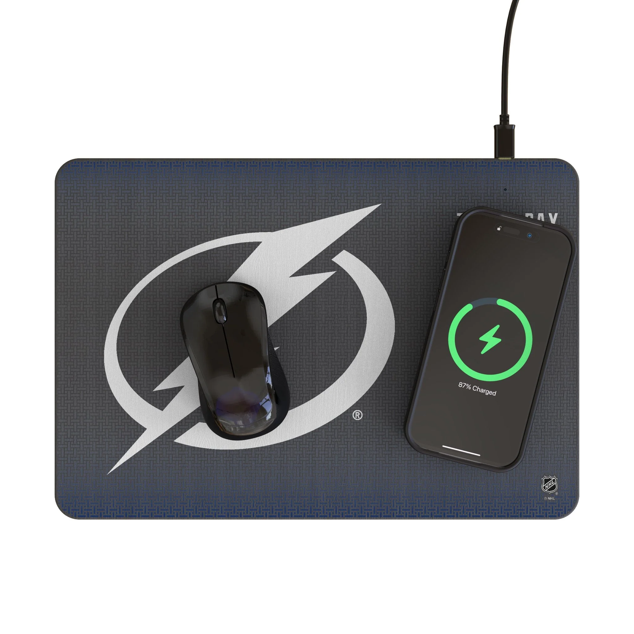 Tampa Bay Lightning Linen 15-Watt Wireless Charger and Mouse Pad - Image 2