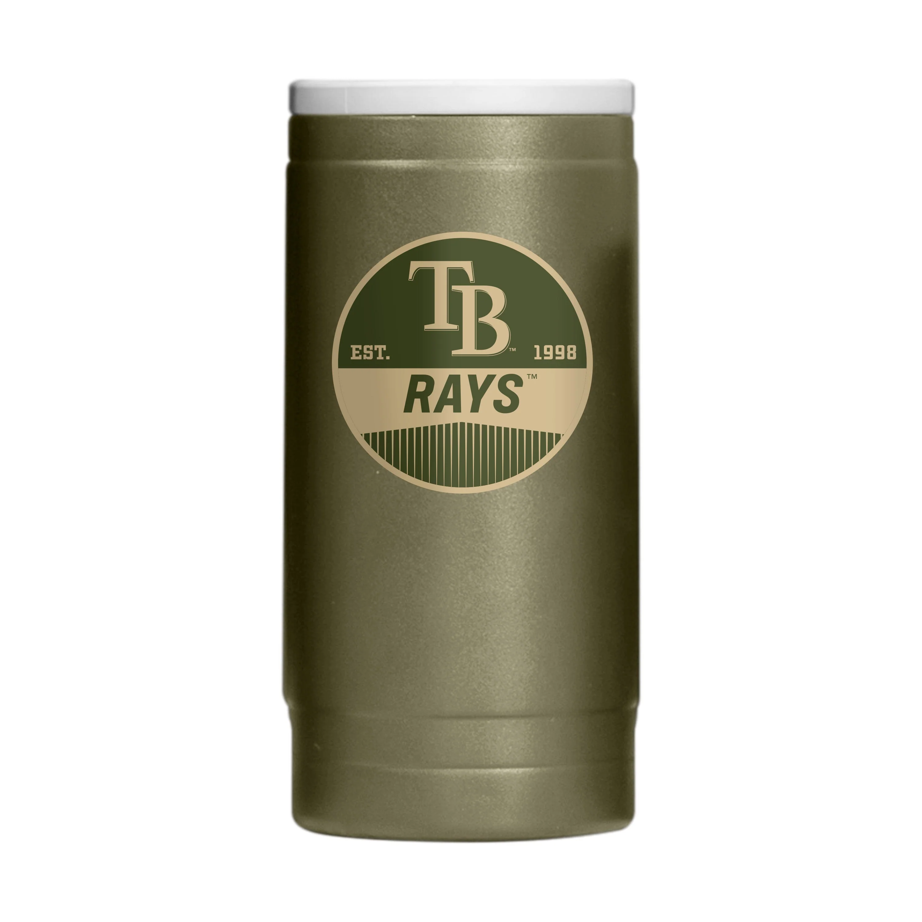 Tampa Bay Rays Badge Powder Coat Slim Can Coolie