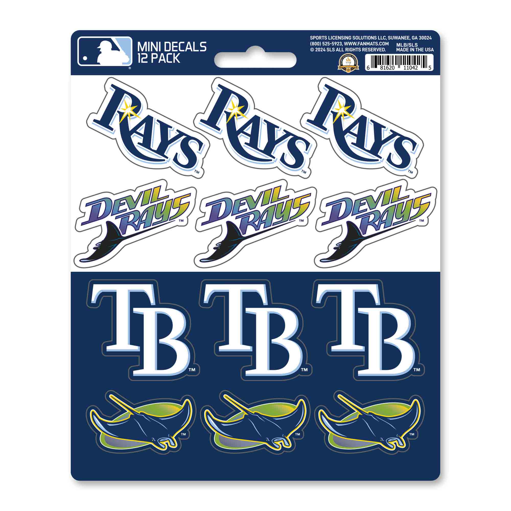 TB Rays Mini Decal 12-pk