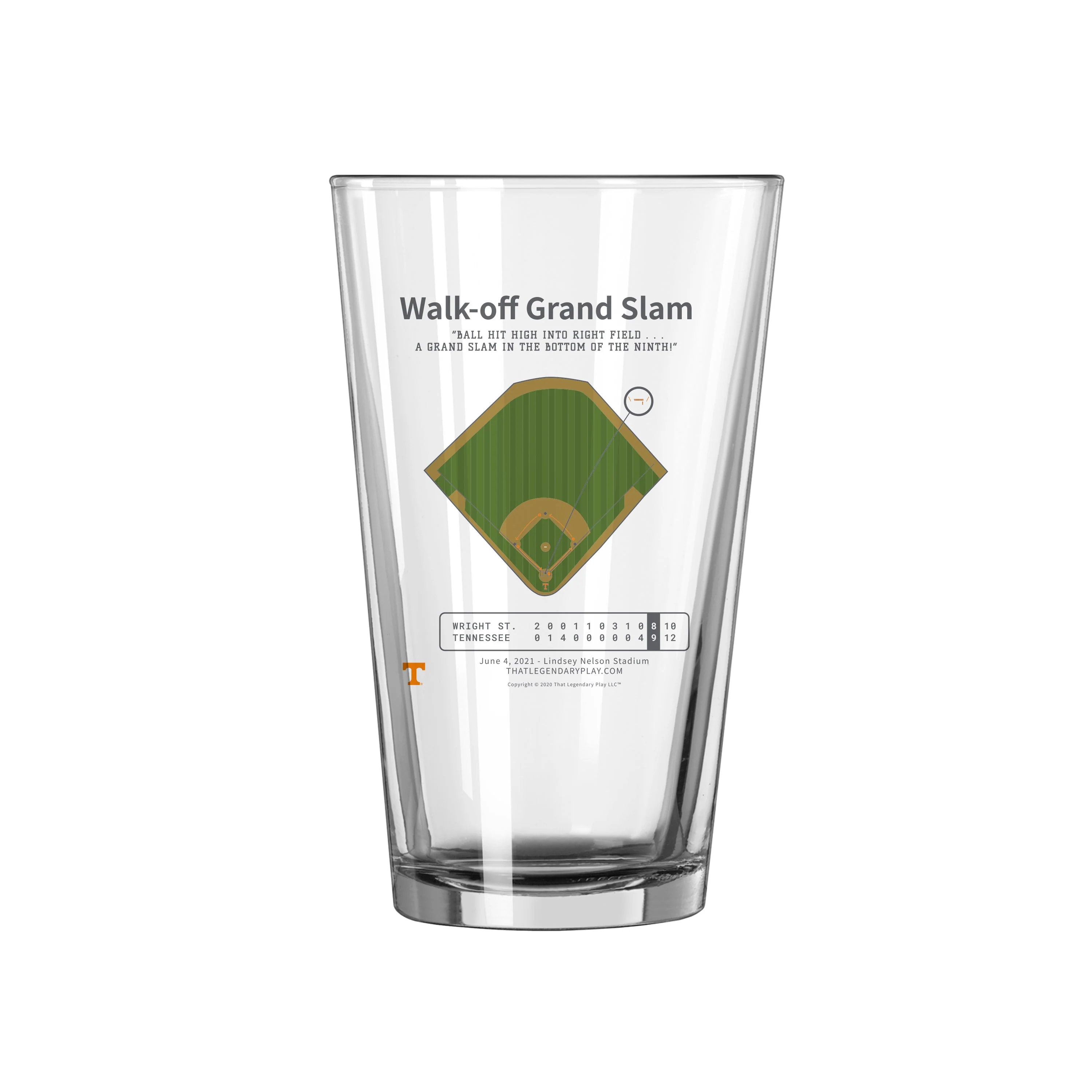Tennessee Legendary Play Walk-off Grand Slam 16oz Pint Glass