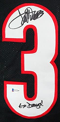 Terrell Davis Autographed Black College Style Jersey- Beckett W Black - Image 3