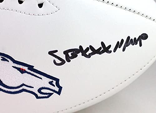 Terrell Davis Autographed Denver Broncos Logo Football w/SB MVP- Beckett W Blk - Image 3