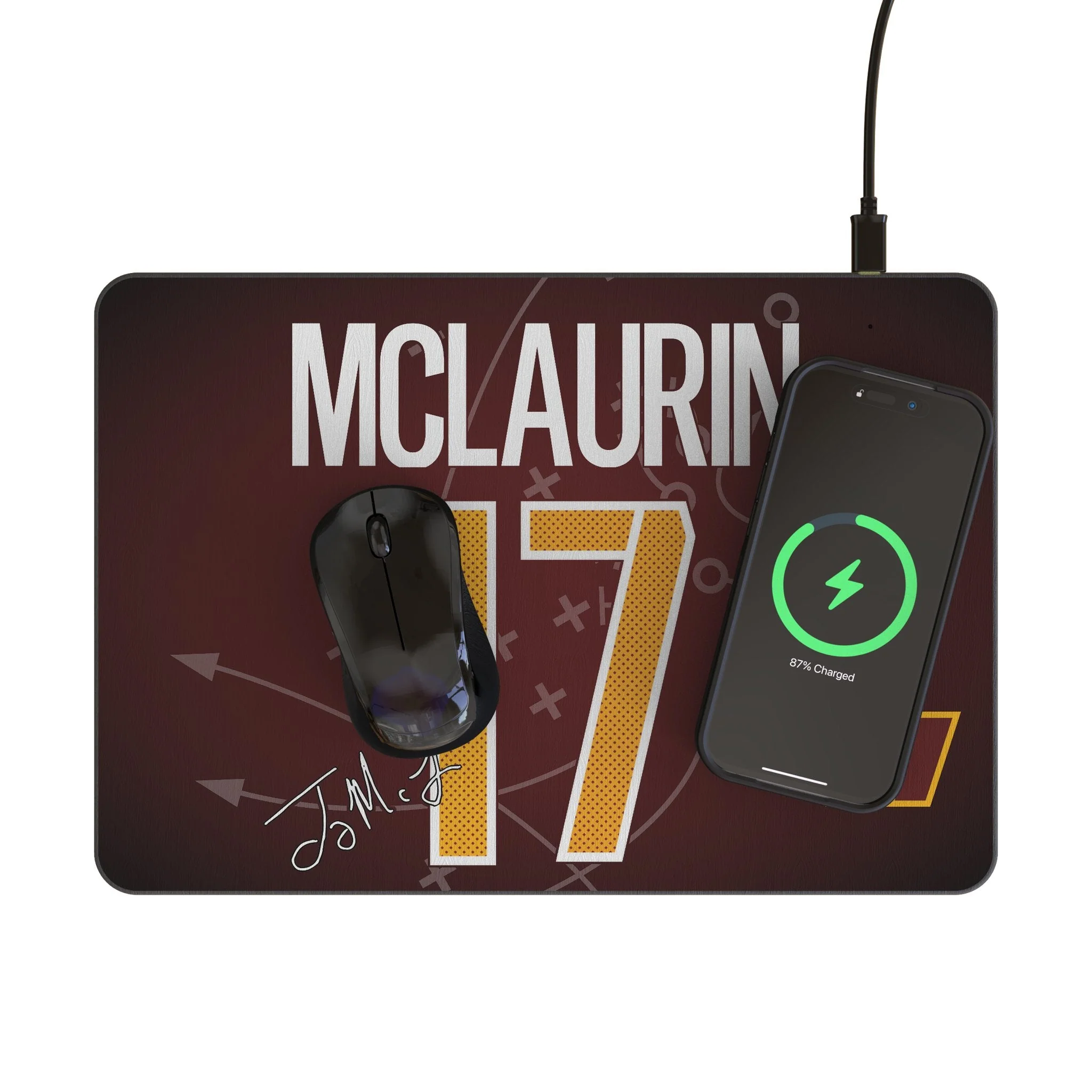Terry McLaurin Washington Commanders 17 Game Tactic 15-Watt Wireless Charger and Mouse Pad - Image 2