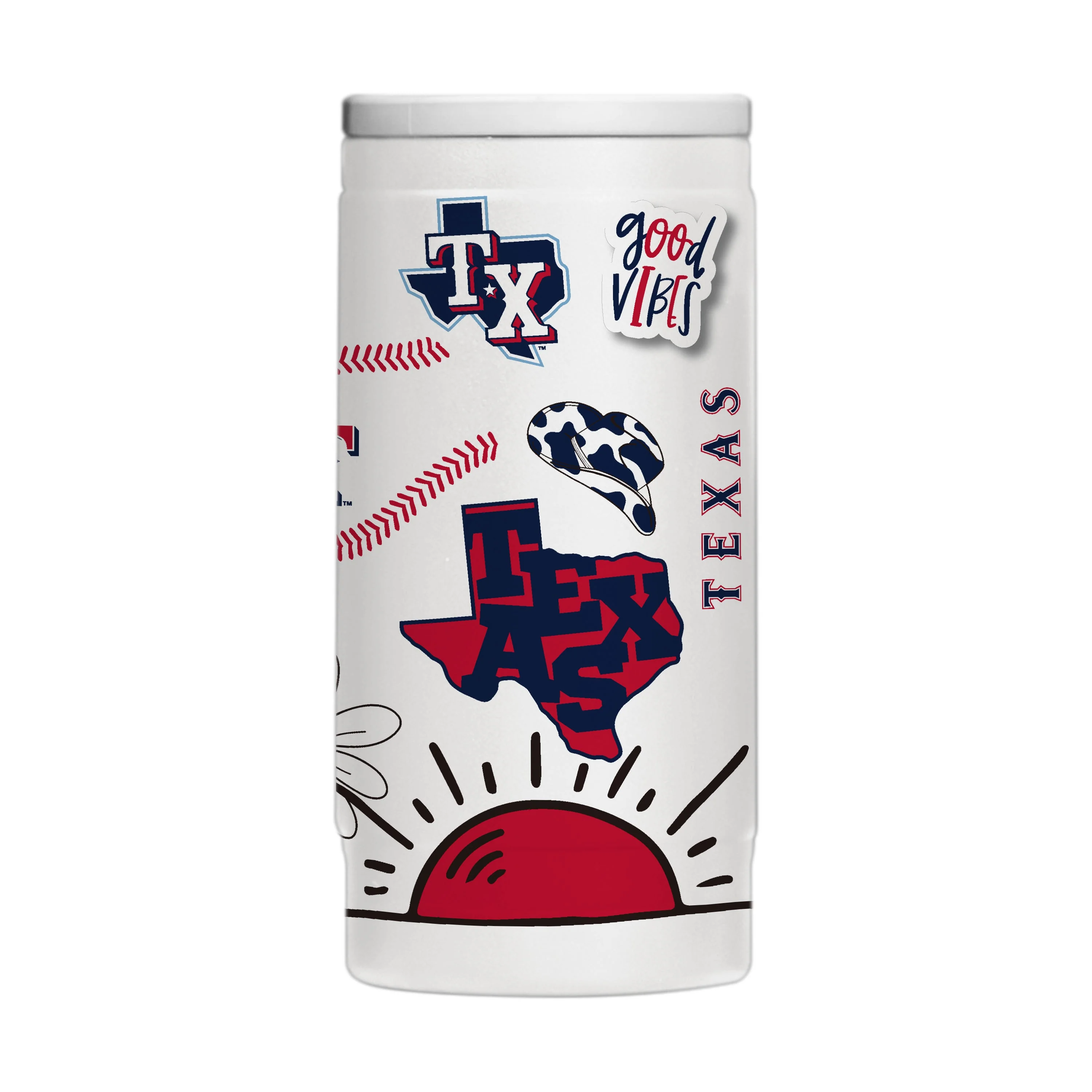 Texas Rangers 12oz Native Powdercoat SlimCan Coolie - Image 2