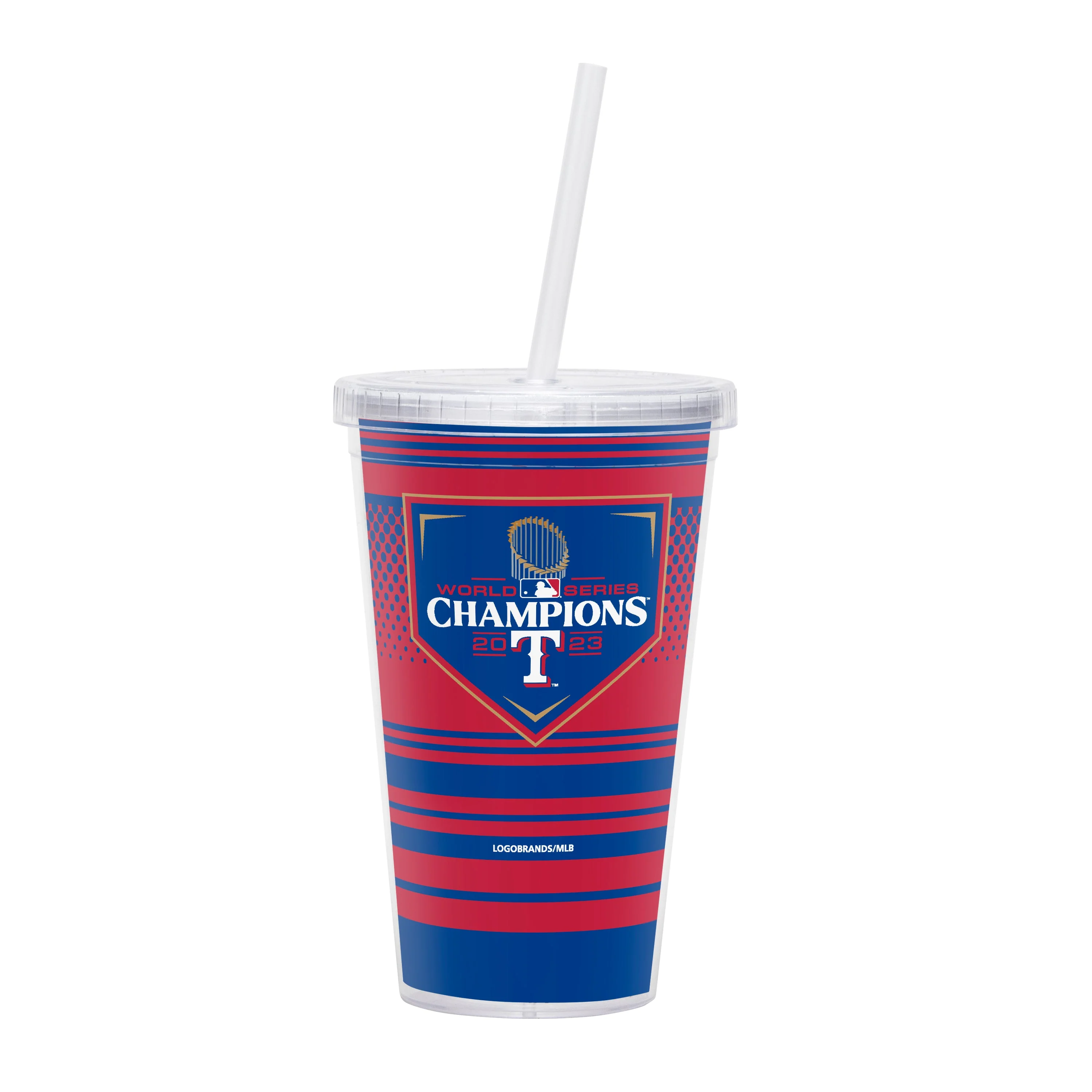 Texas Rangers 16oz 2023 World Series Champions Plastic Straw Tumbler